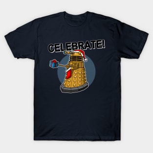 Celebrate Christmas Funny Retro Sci-fi  Alien Giving Gift Meme T-Shirt